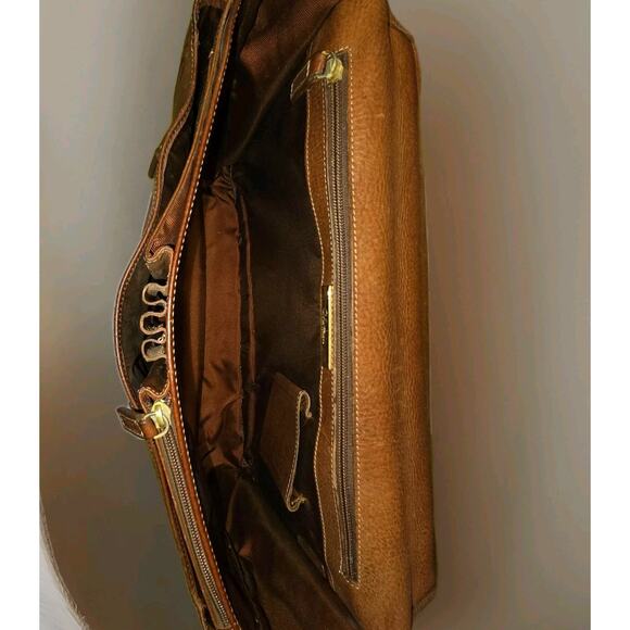 Vtg Pebbled Leather Briefcase Lap Top Messenger Bag Adjustable Shoulder Strap - Picture 11 of 15